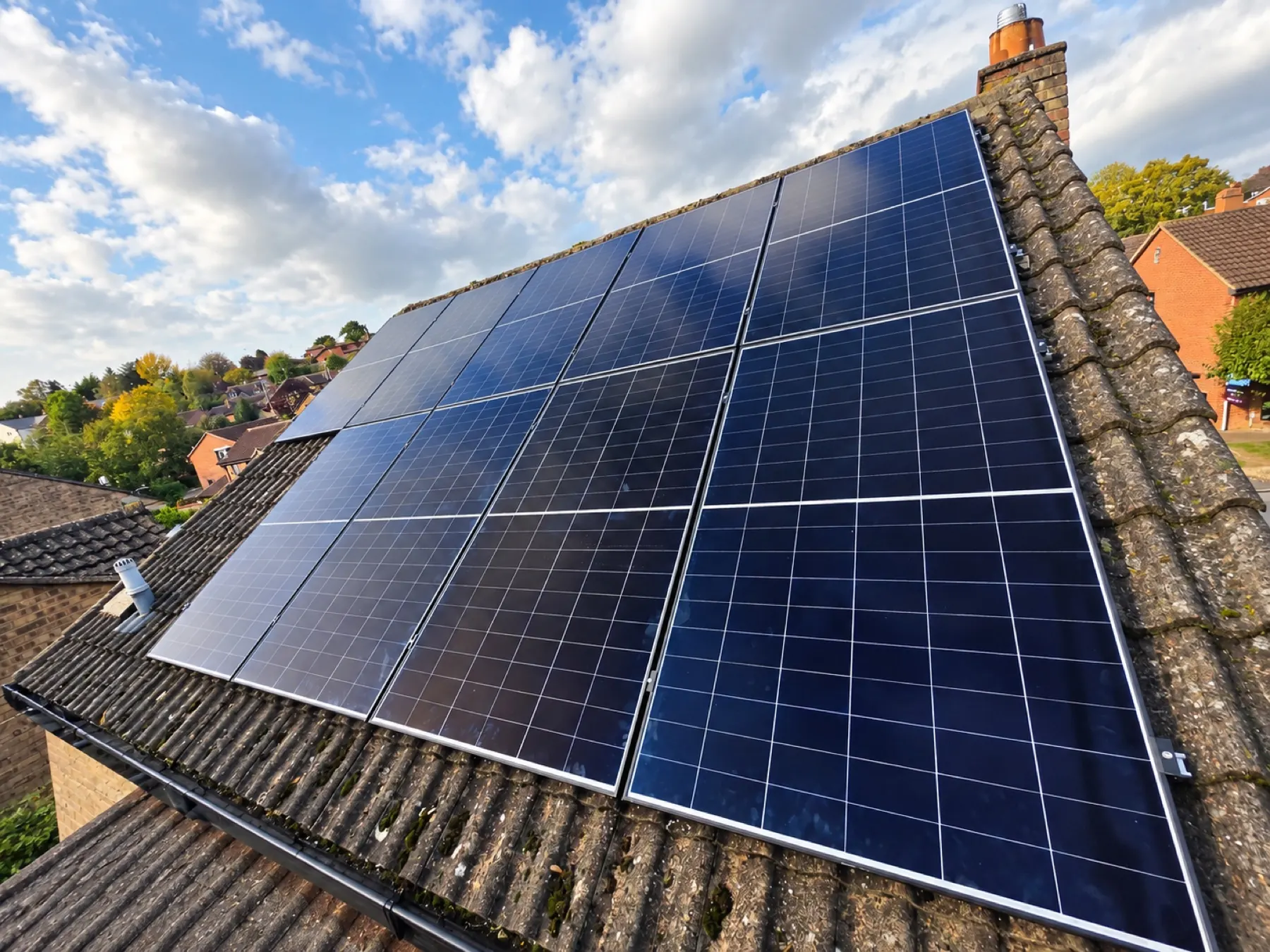 Nine LONGi 530W solar panels installed on a residential roof in Banbury by NS Booth