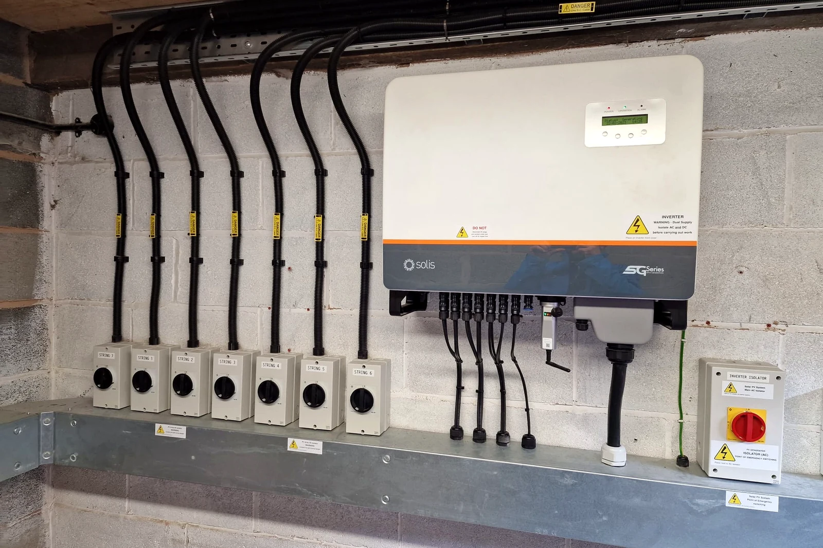 Solis three-phase commercial solar inverter with seven individually isolated PV strings installed by NS Booth