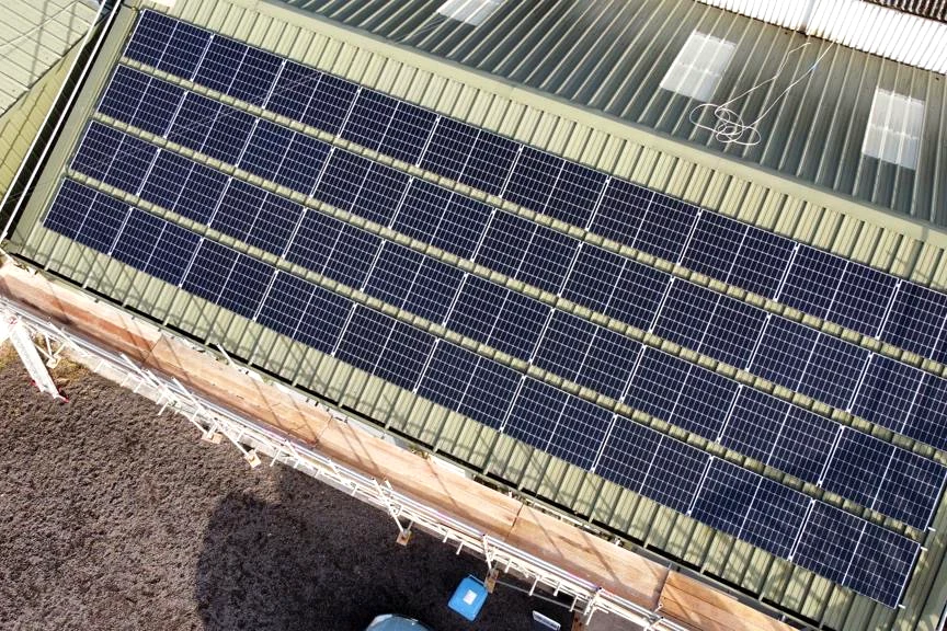 Solar PV array installed on a second agricultural building near Solihull