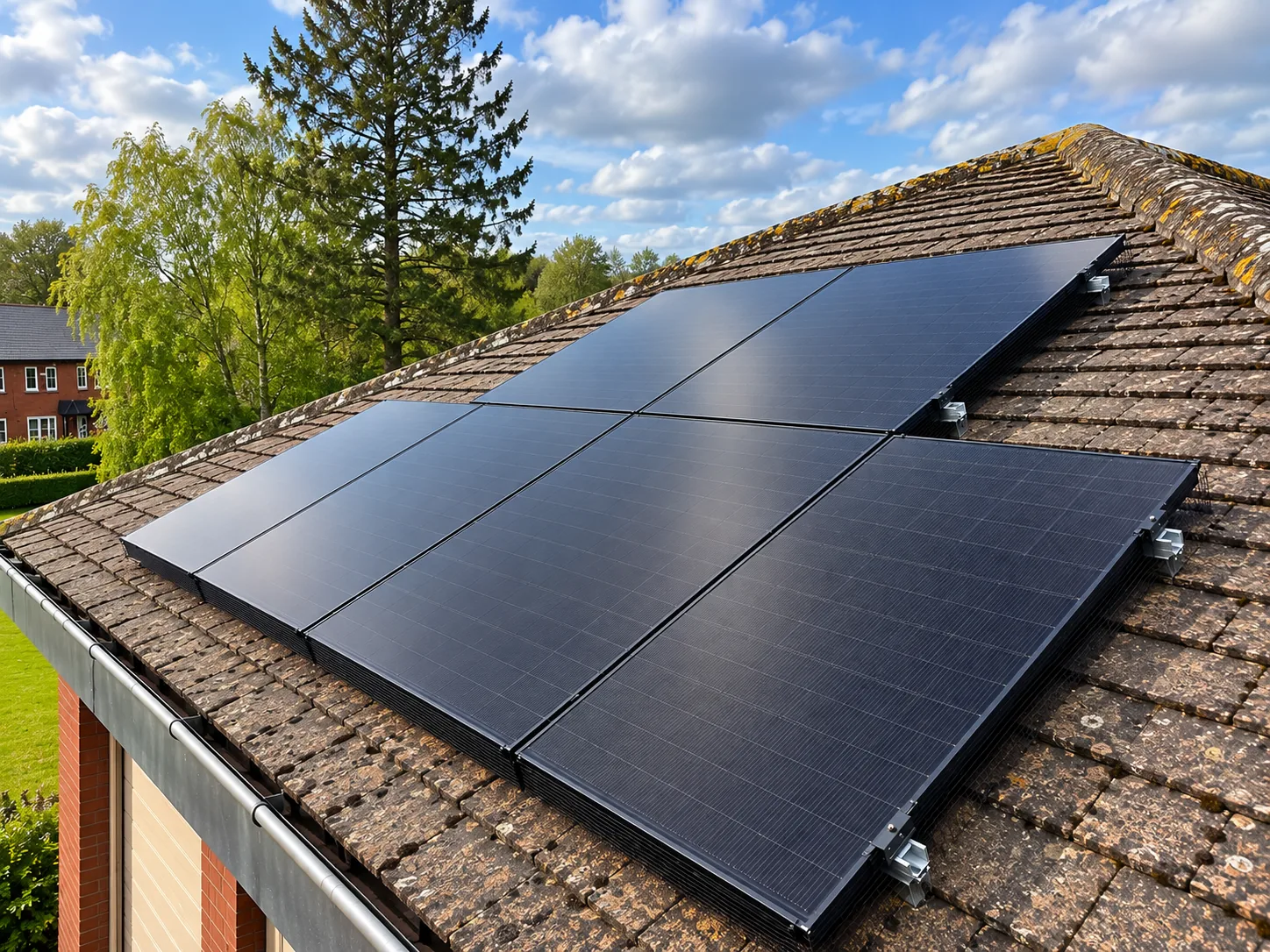 Solar PV panels installed on the pitched roof of a cricket club in Warwickshire