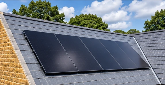 Solar PV panels installed across roof face